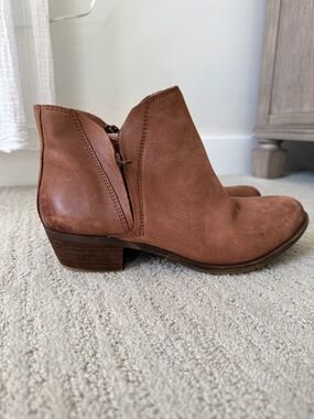 Women’s Ankle Boots - Brown Leather Low Heel